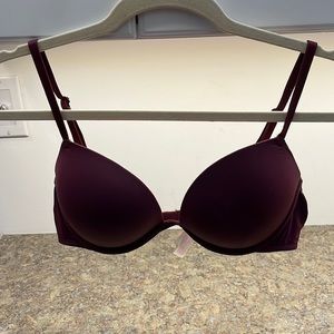 Victoria Secret “Pink” Burgundy Push Up Bra with Adjustable Straps